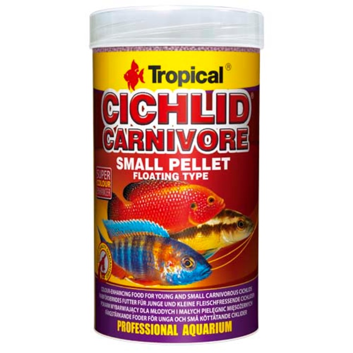 Hrana pentru pesti carnivori Tropical Cichlid Carnivore Small Pellet, 1000ml / 360g