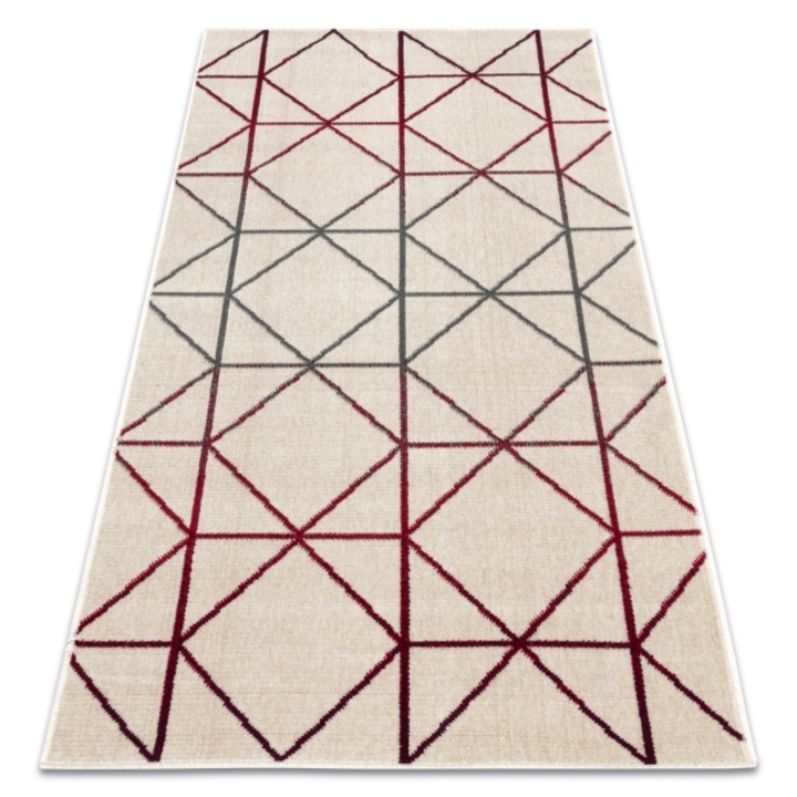 Dywany Łuszczów Gina szőnyeg 21242561 geometriai bézs / piros / szürke, 80x150 cm