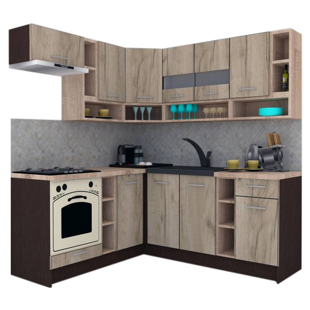 Set Bucatarie de Colt Genarom COSSY NEW ST 180-200, Wenge / Decor K002