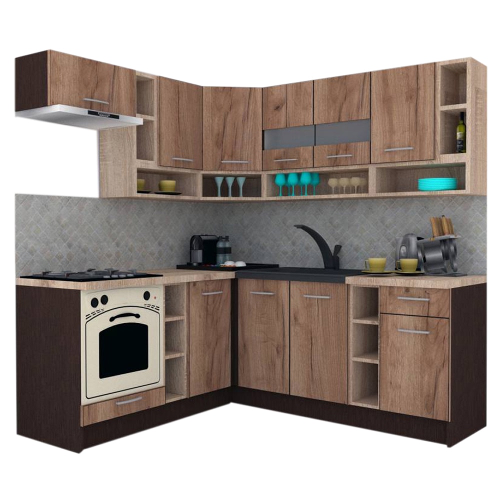 Set Bucatarie de Colt Genarom COSSY NEW ST 180-200, Wenge / Decor K004