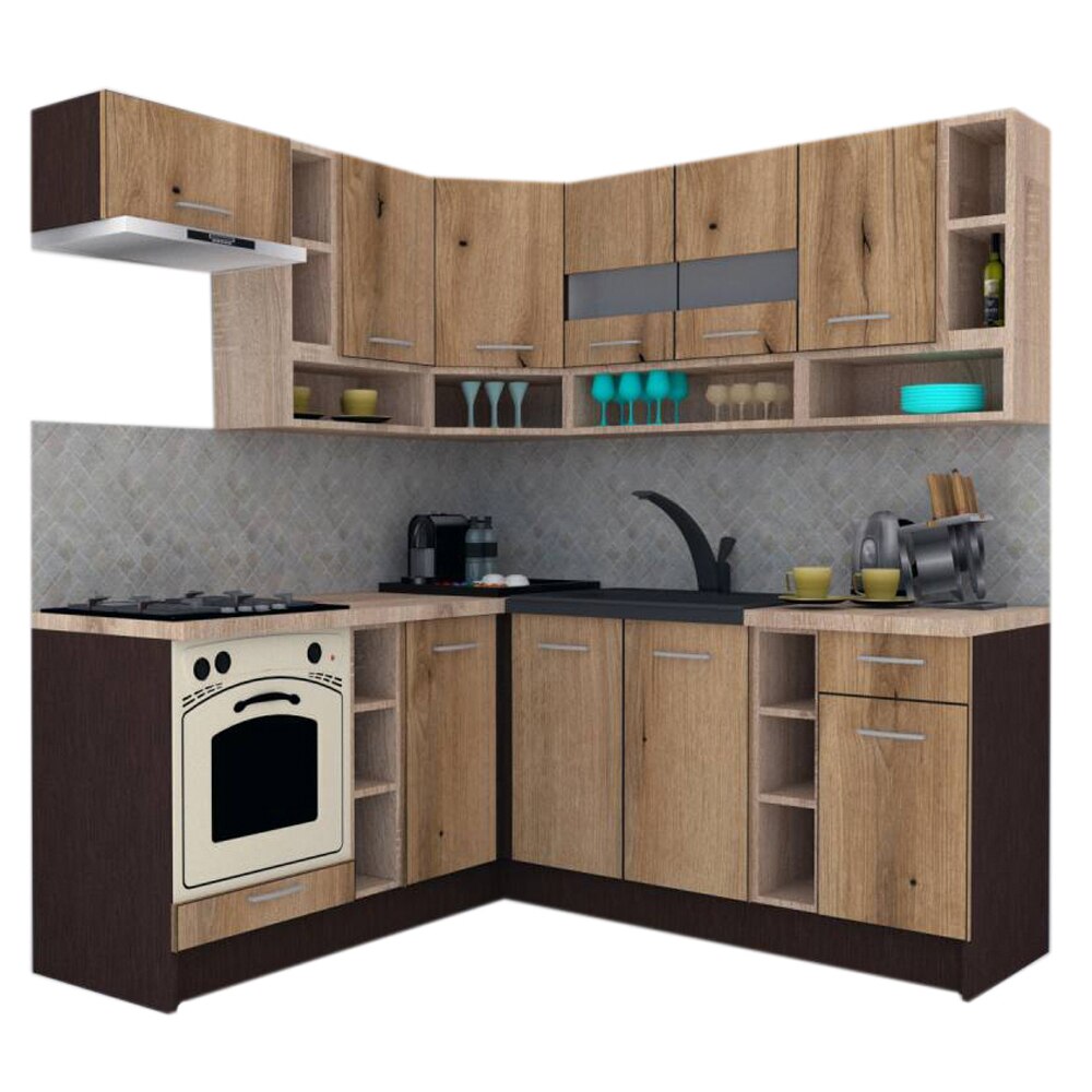 Set Bucatarie de Colt Genarom COSSY NEW ST 180-200, Wenge / Decor K365