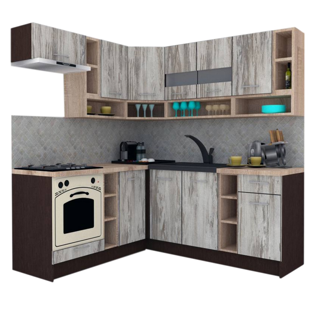 Set Bucatarie de Colt Genarom COSSY NEW ST 180-200, Wenge / Decor K084