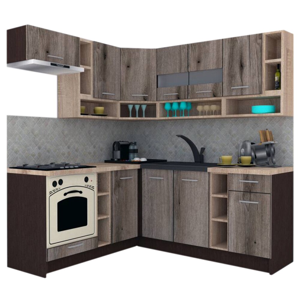 Set Bucatarie de Colt Genarom COSSY NEW ST 180-200, Wenge / Decor K366