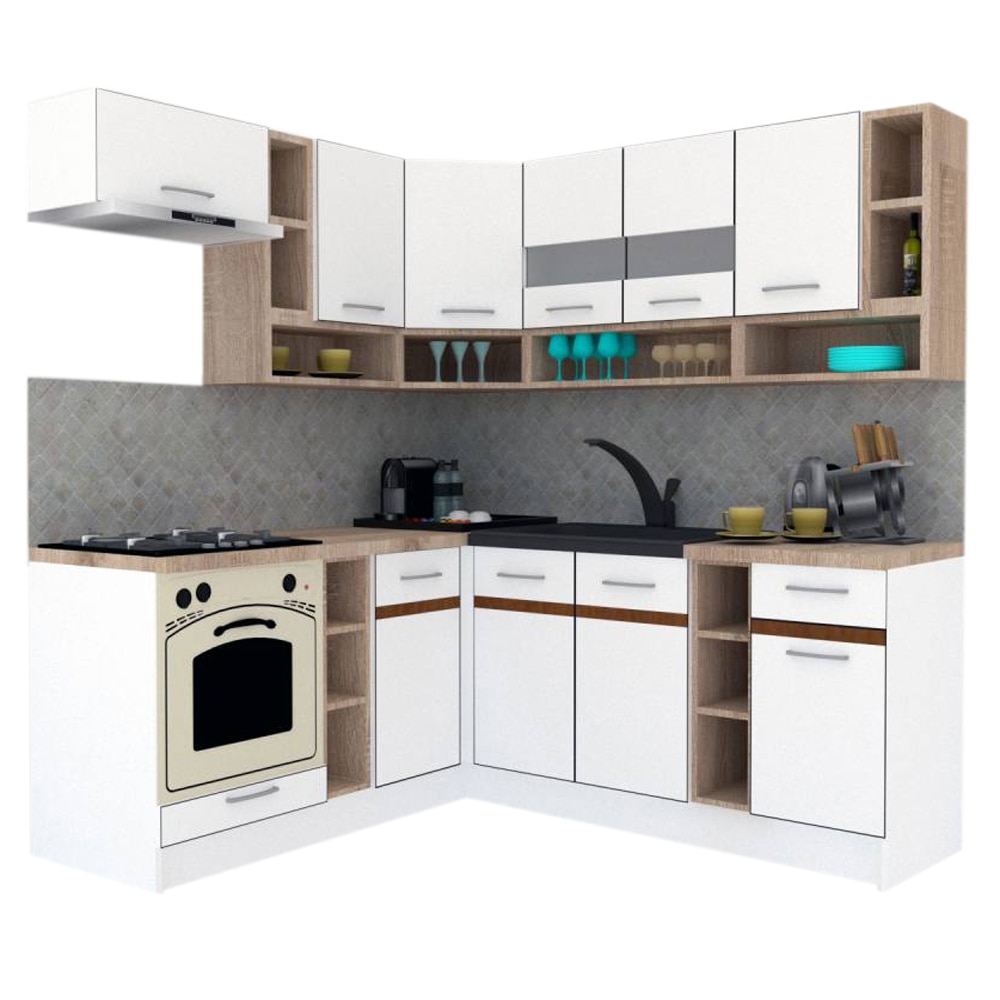 Set Bucatarie de Colt Genarom COSSY NEW ST 180-200, Alb