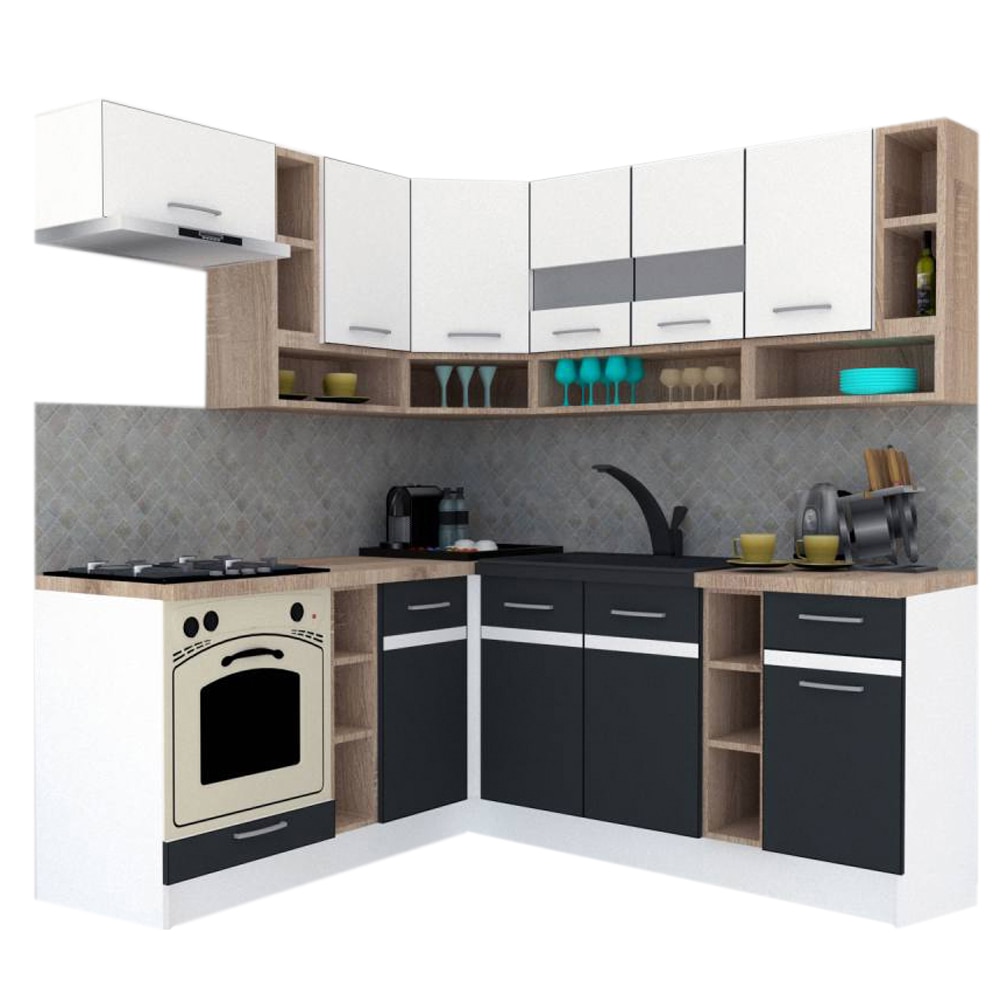 Set Bucatarie de Colt Genarom COSSY NEW ST 180-200, Alb / Gri