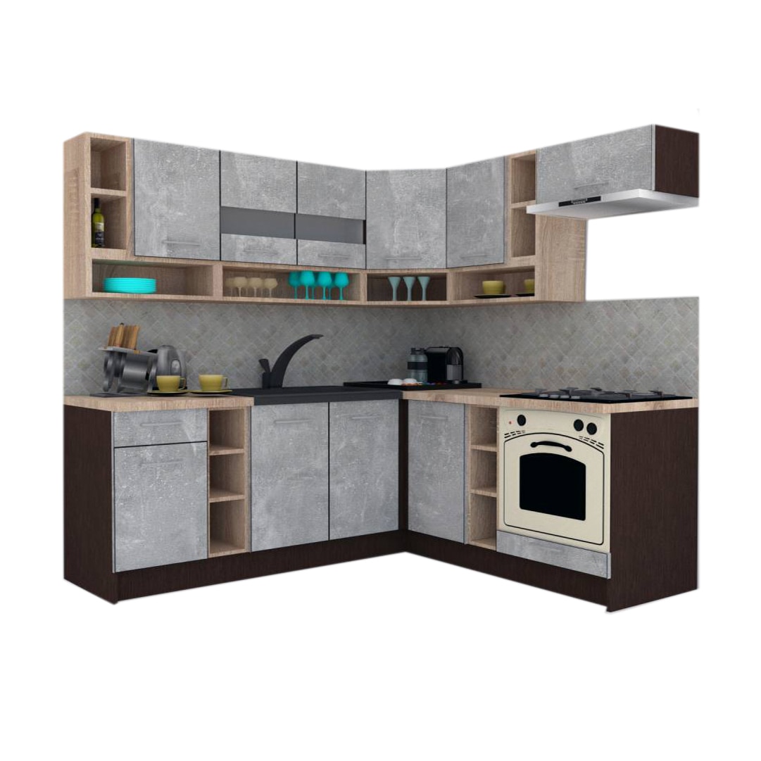 Set Bucatarie de Colt Genarom COSSY NEW DR 180-200, Wenge / Decor 4298