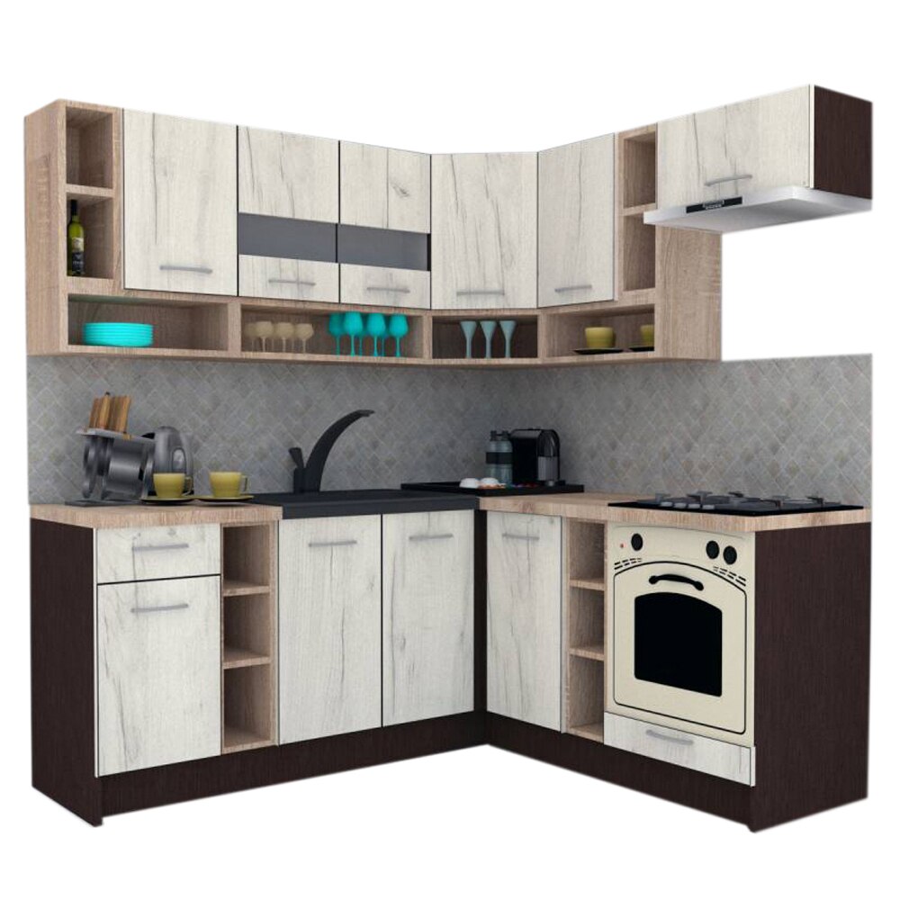 Set Bucatarie de Colt Genarom COSSY NEW DR 180-200, Wenge / Decor K001