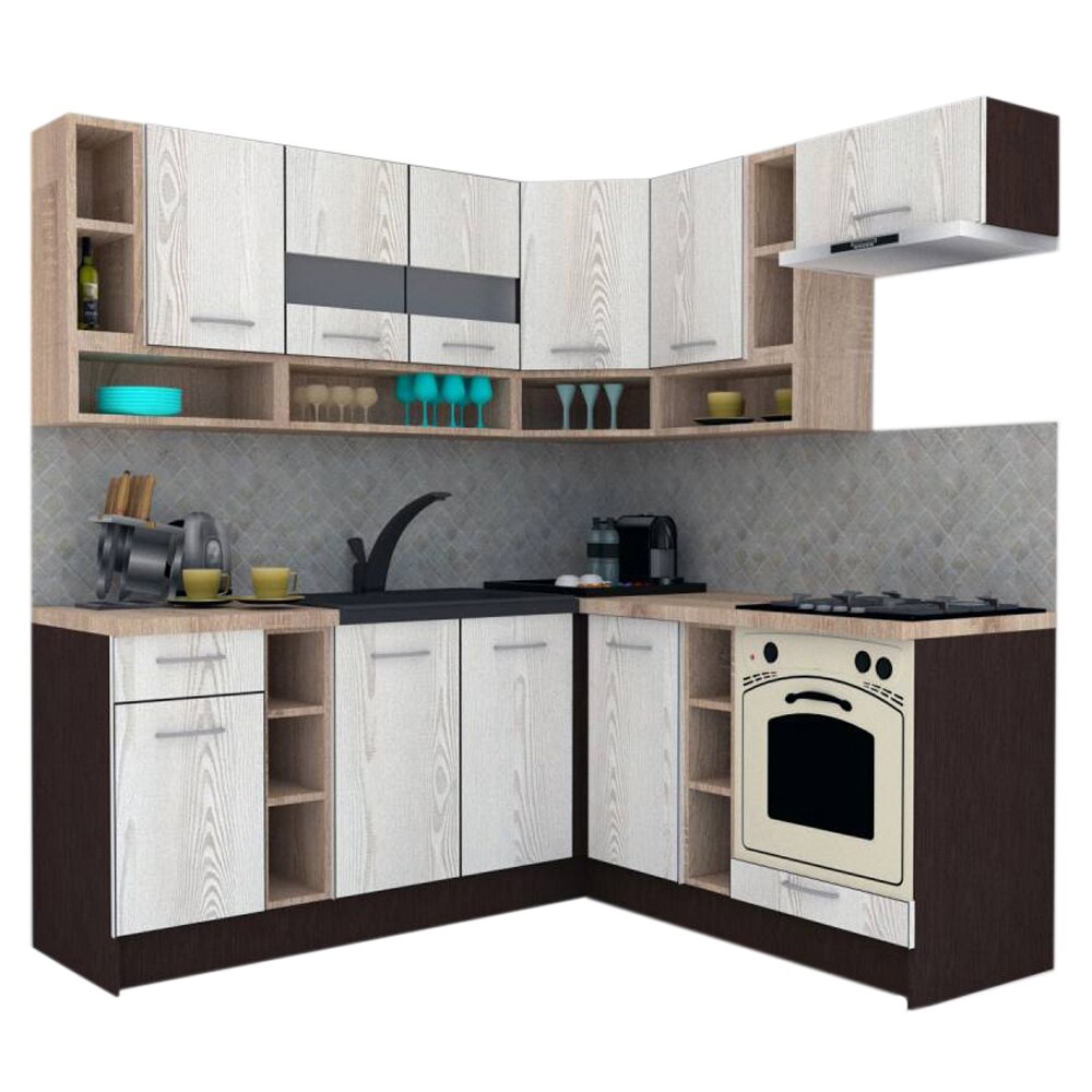 Set Bucatarie de Colt Genarom COSSY NEW DR 180-200, Wenge / Decor K010