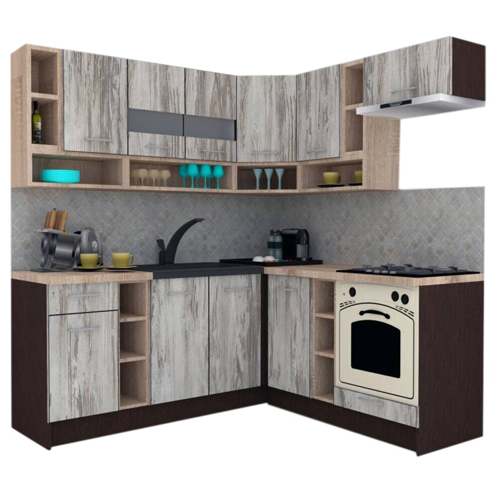 Set Bucatarie de Colt Genarom COSSY NEW DR 180-200, Wenge / Decor K084