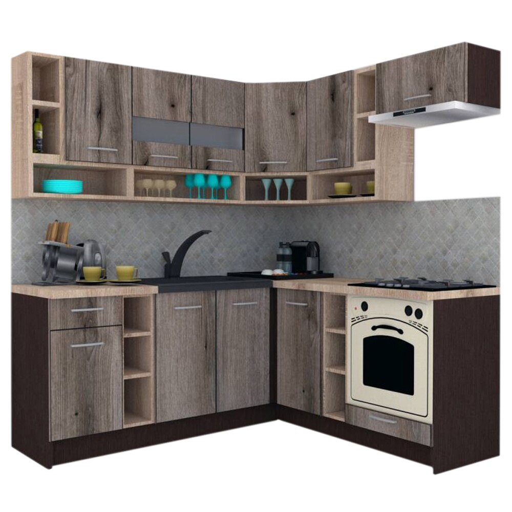 Set Bucatarie de Colt Genarom COSSY NEW DR 180-200, Wenge / Decor K366