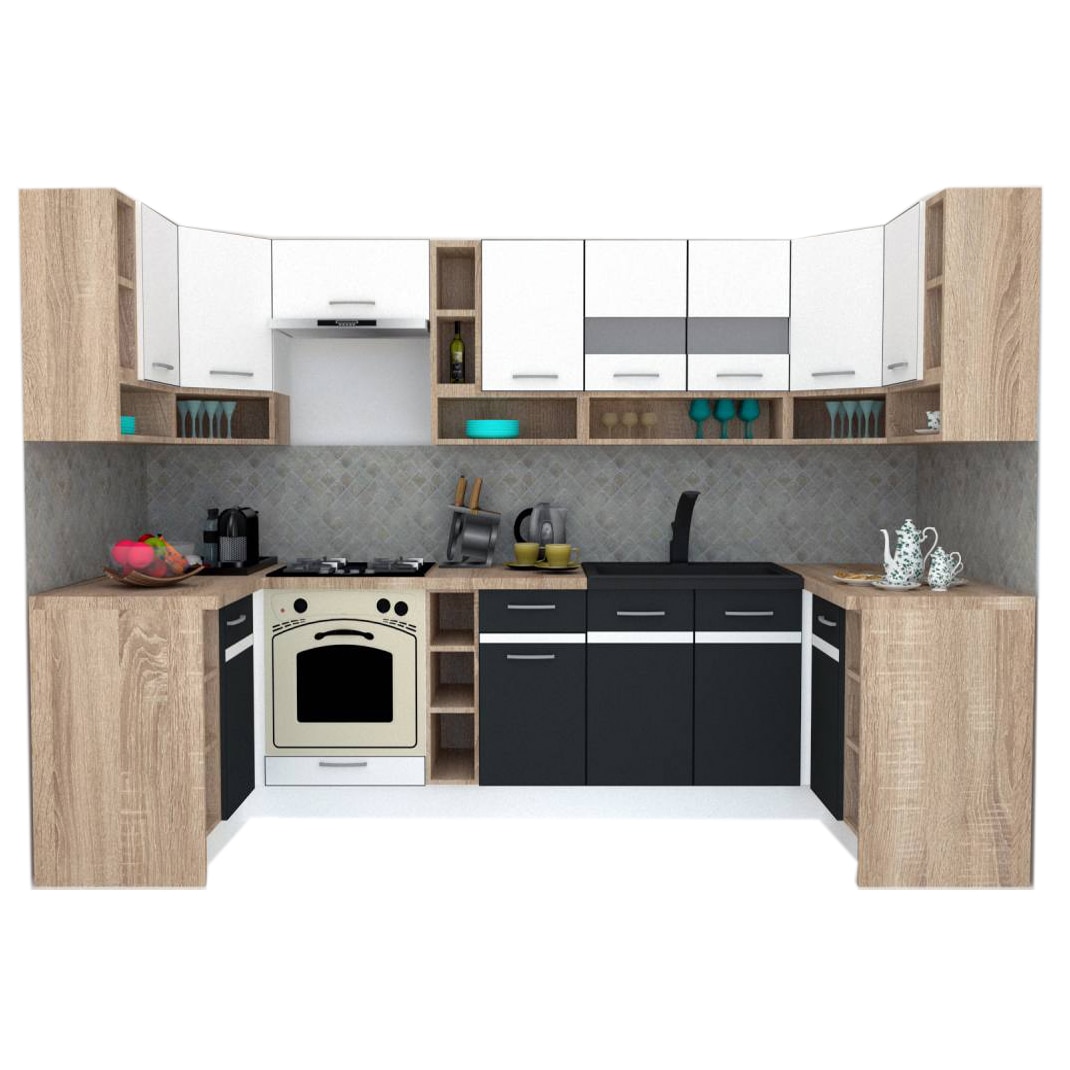 Set Bucatarie de Colt Genarom COSSY NEW 120-320-120, Alb / Gri