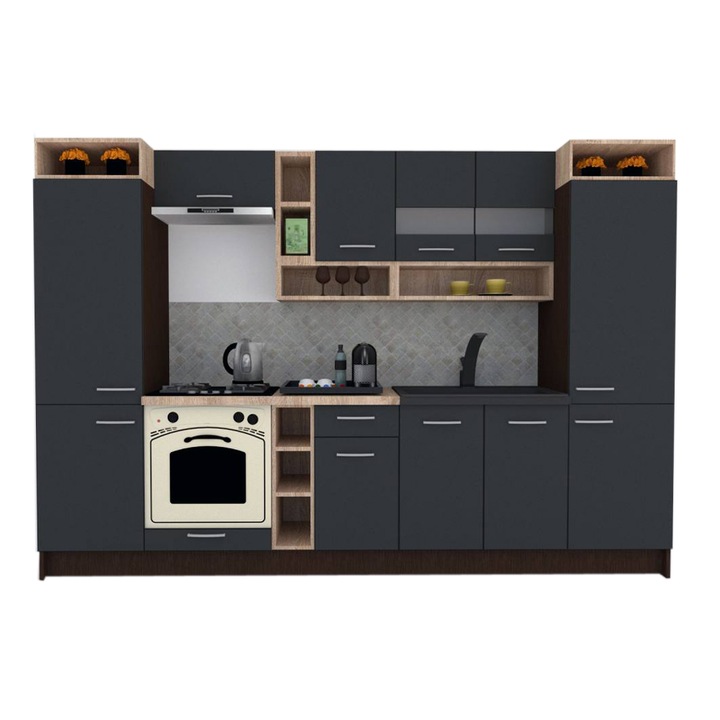 Set Bucatarie Genarom COSSY NEW 300, Wenge / Decor 0164