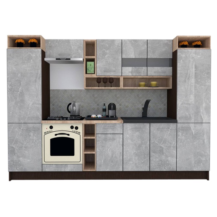 Set Bucatarie Genarom COSSY NEW 300, Wenge / Decor 4298