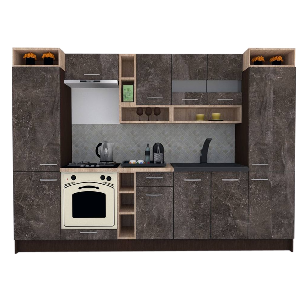 Set Bucatarie Genarom COSSY NEW 300, Wenge / Decor 4299