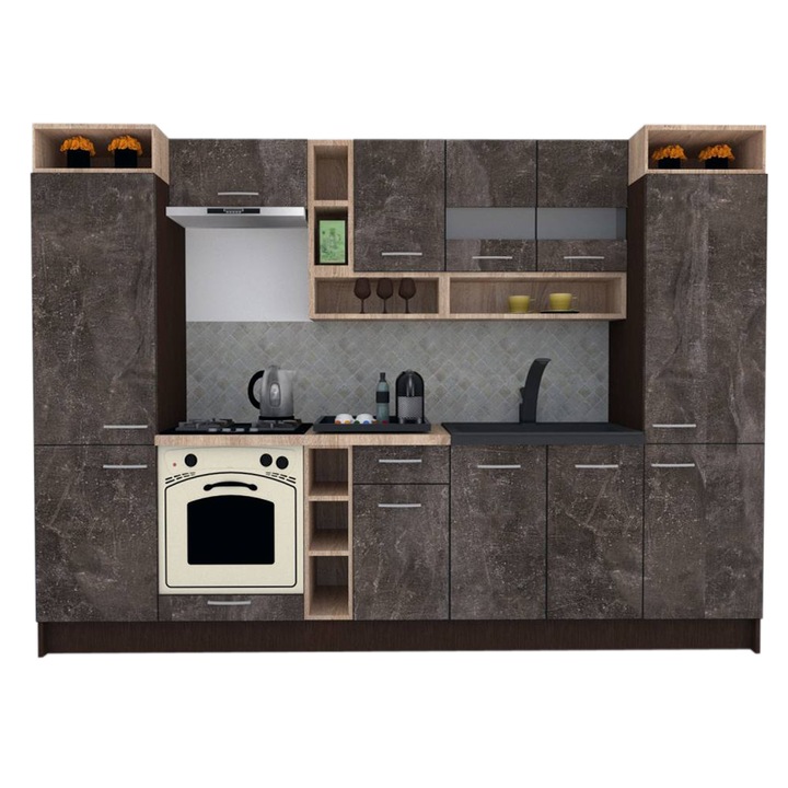 Set Bucatarie Genarom COSSY NEW 300, Wenge / Decor 4299