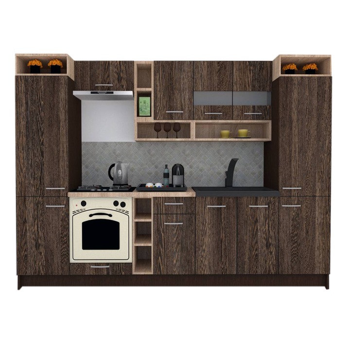 Set Bucatarie Genarom COSSY NEW 300, Wenge / Decor 7648