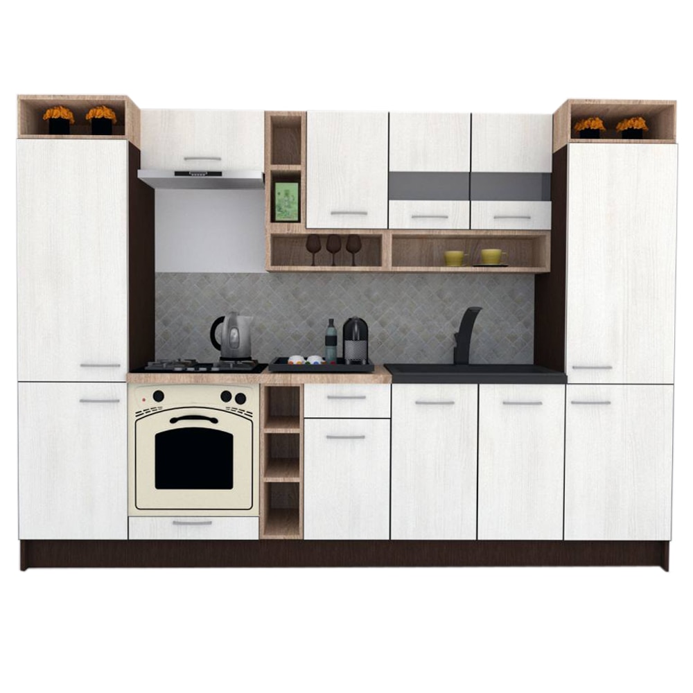 Set Bucatarie Genarom COSSY NEW 300, Wenge / Decor 8508