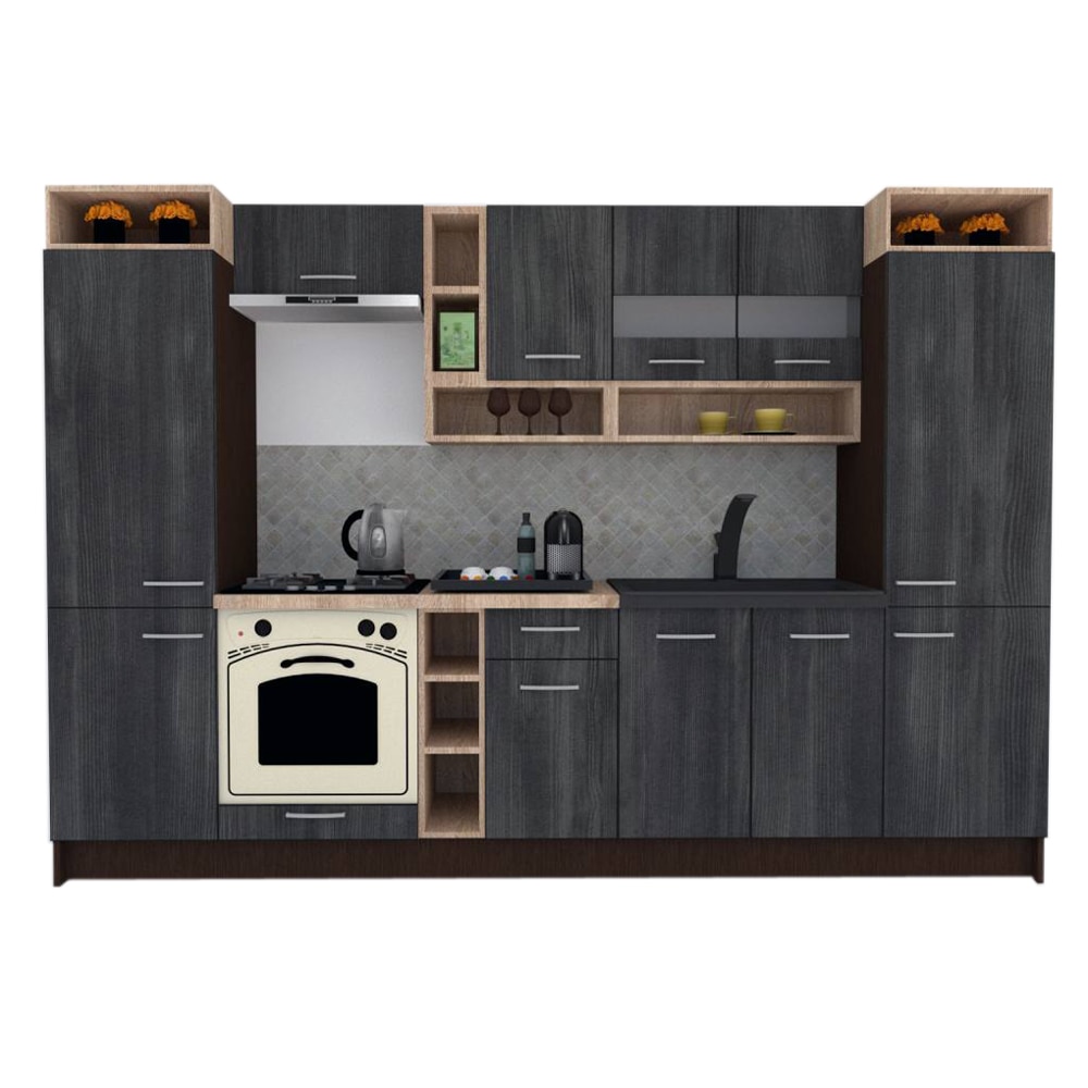 Set Bucatarie Genarom COSSY NEW 300, Wenge / Decor 8509
