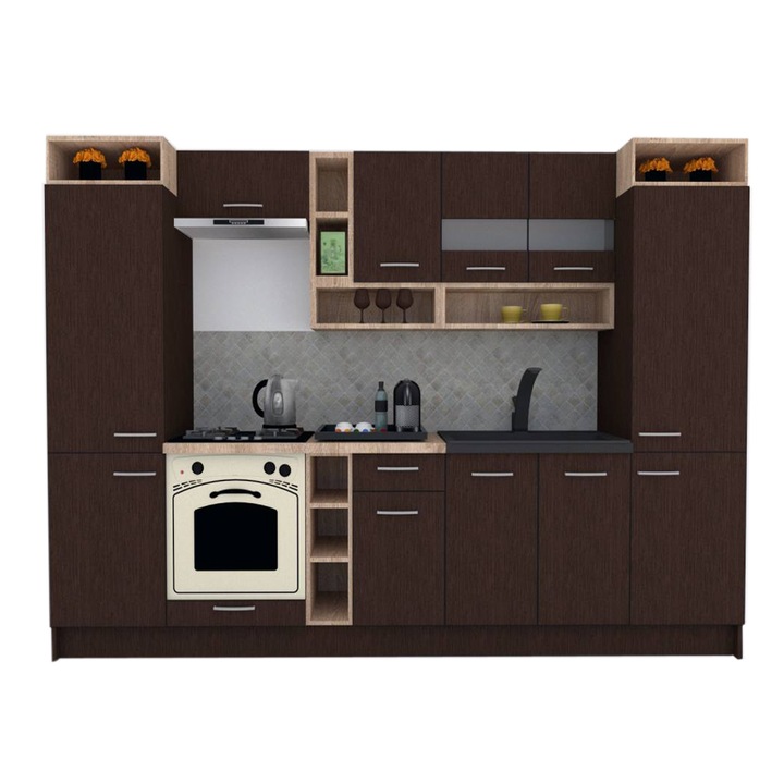 Set Bucatarie Genarom COSSY NEW 300, Wenge / Decor 8548