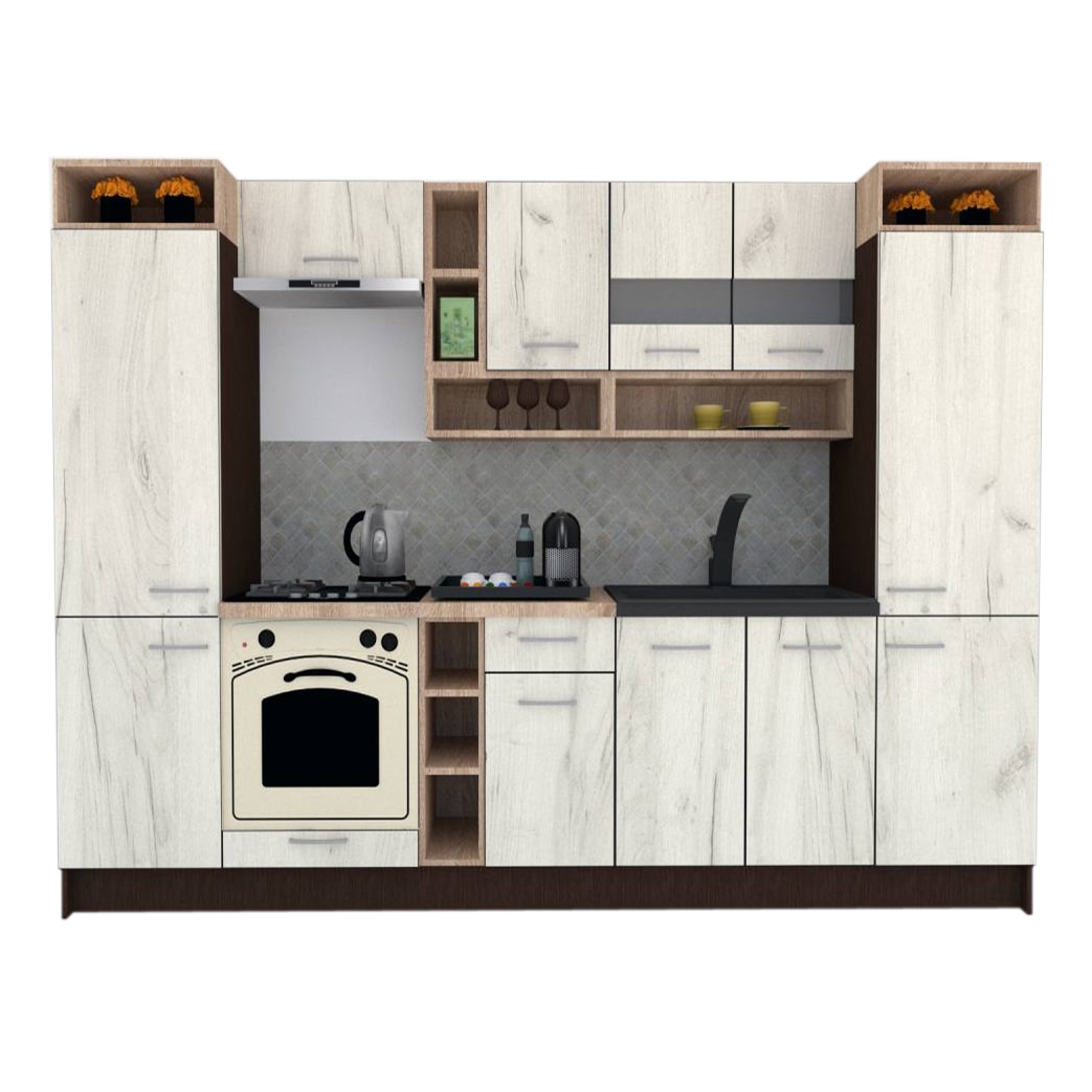 Set Bucatarie Genarom COSSY NEW 300, Wenge / Decor K001