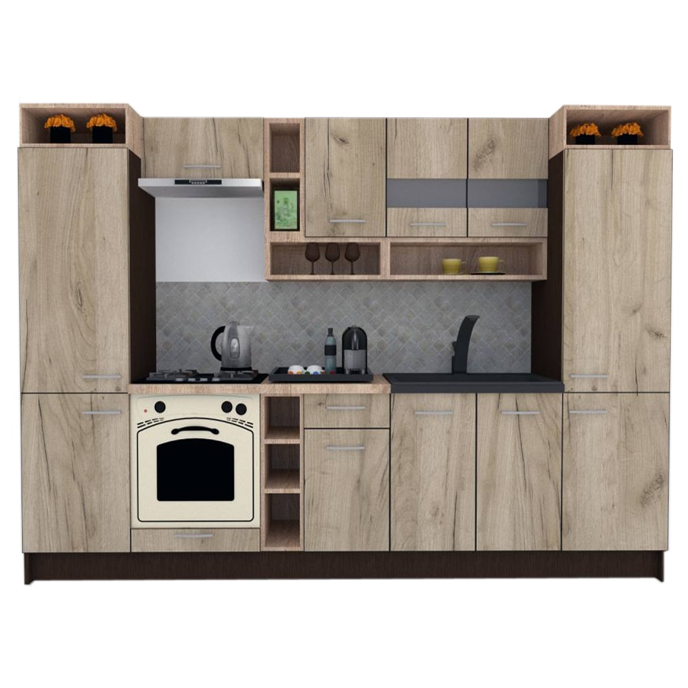 Set Bucatarie Genarom COSSY NEW 300, Wenge / Decor K002