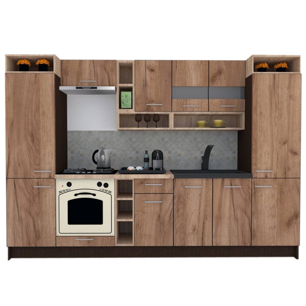 Set Bucatarie Genarom COSSY NEW 300, Wenge / Decor K004