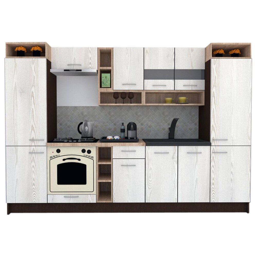 Set Bucatarie Genarom COSSY NEW 300, Wenge / Decor K010
