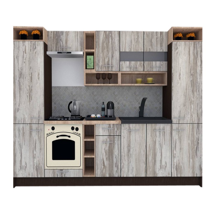 Set Bucatarie Genarom COSSY NEW 300, Wenge / Decor K084