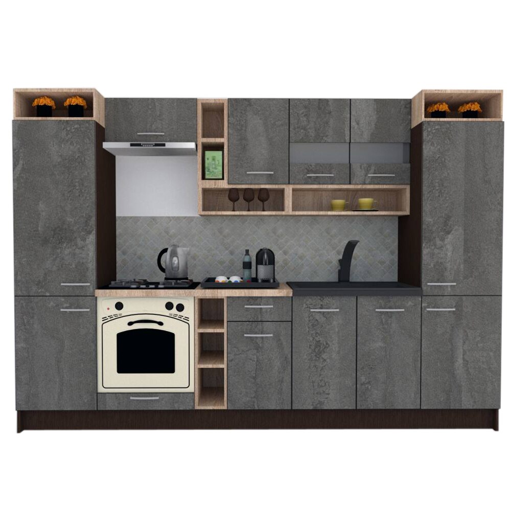 Set Bucatarie Genarom COSSY NEW 300, Wenge / Decor K352