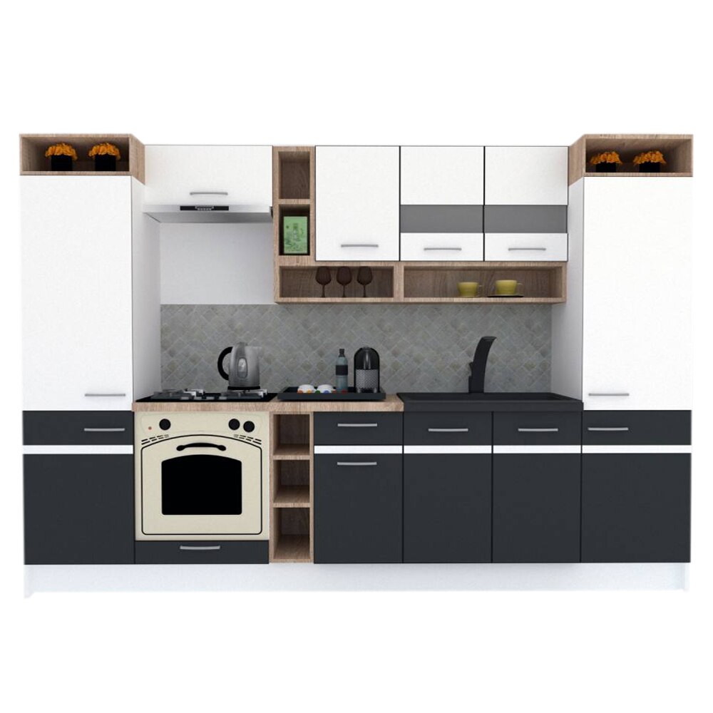 Set Bucatarie Genarom COSSY NEW 300, Alb / Gri