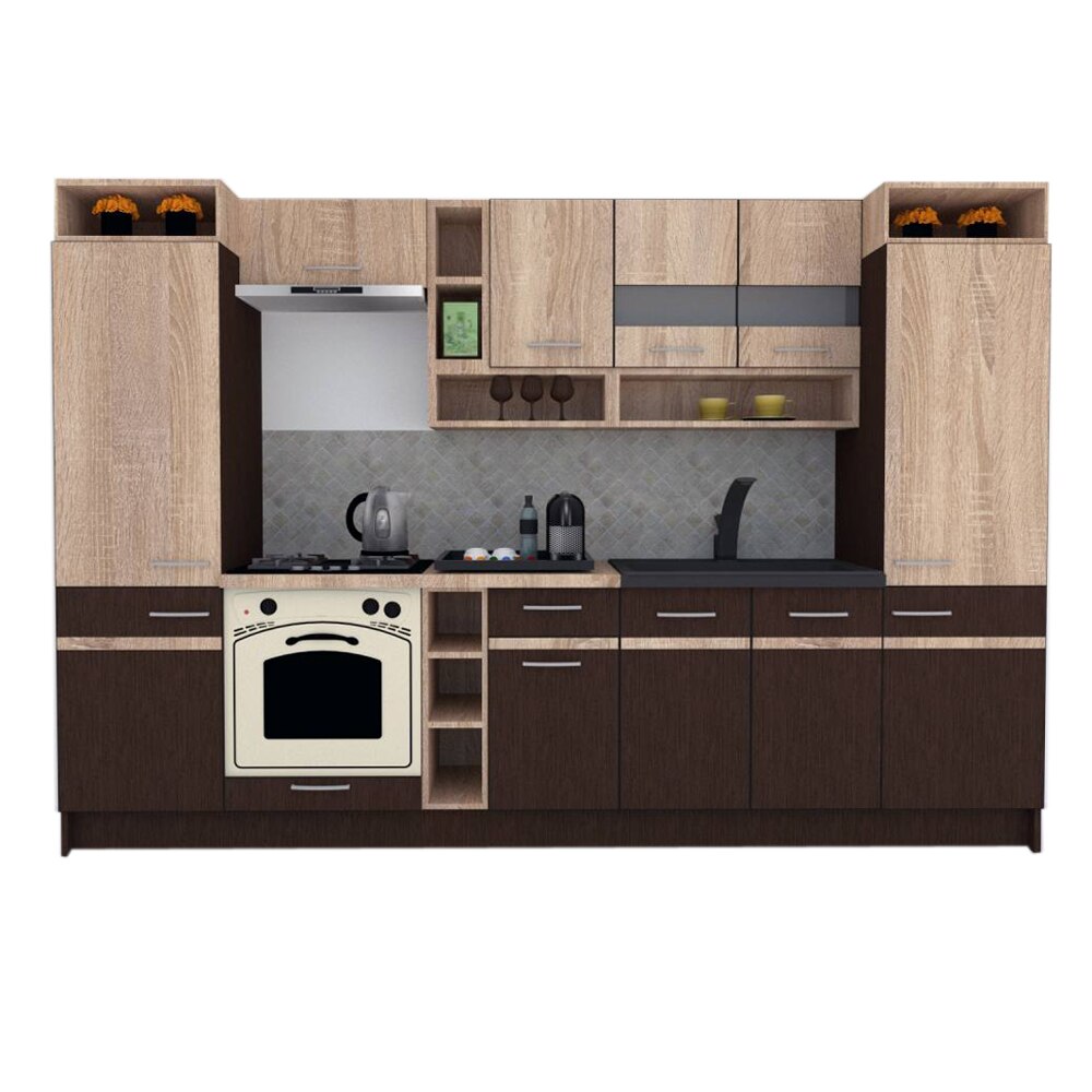 Set Bucatarie Genarom COSSY NEW 300, Wenge / Stejar Sonoma
