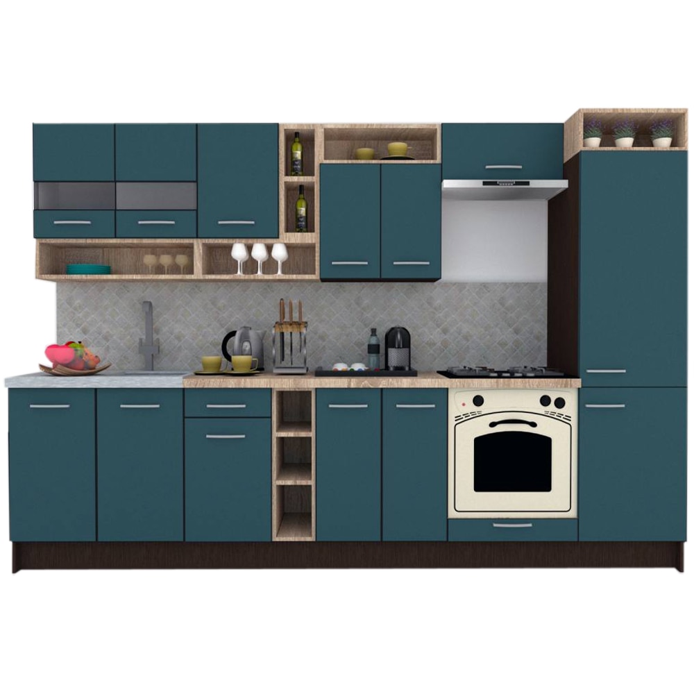 Set Bucatarie Genarom COSSY NEW 310 A1, Wenge / Decor 0244