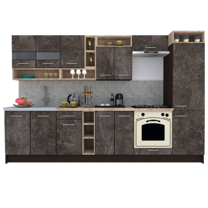 Set Bucatarie Genarom COSSY NEW 310 A1, Wenge / Decor 4299