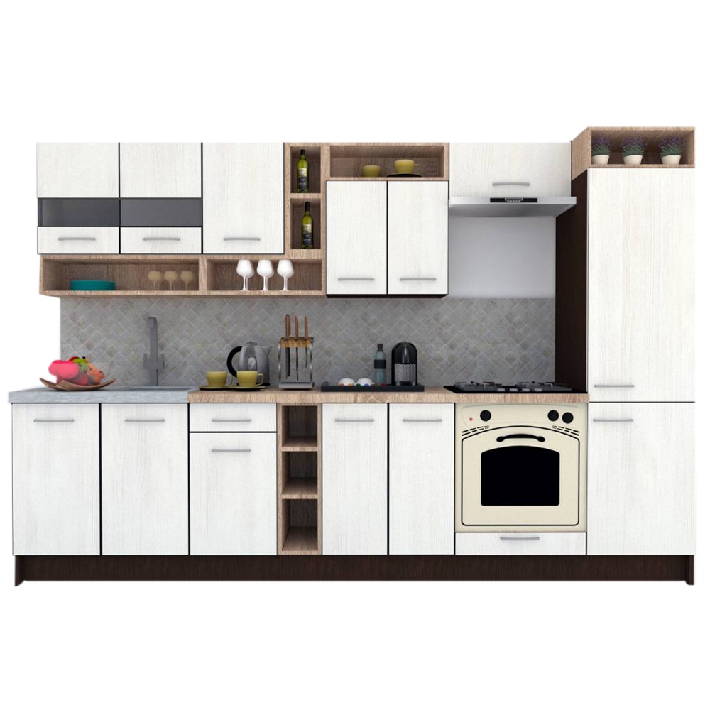 Set Bucatarie Genarom COSSY NEW 310 A1, Wenge / Decor 8508