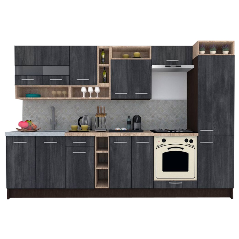 Set Bucatarie Genarom COSSY NEW 310 A1, Wenge / Decor 8509