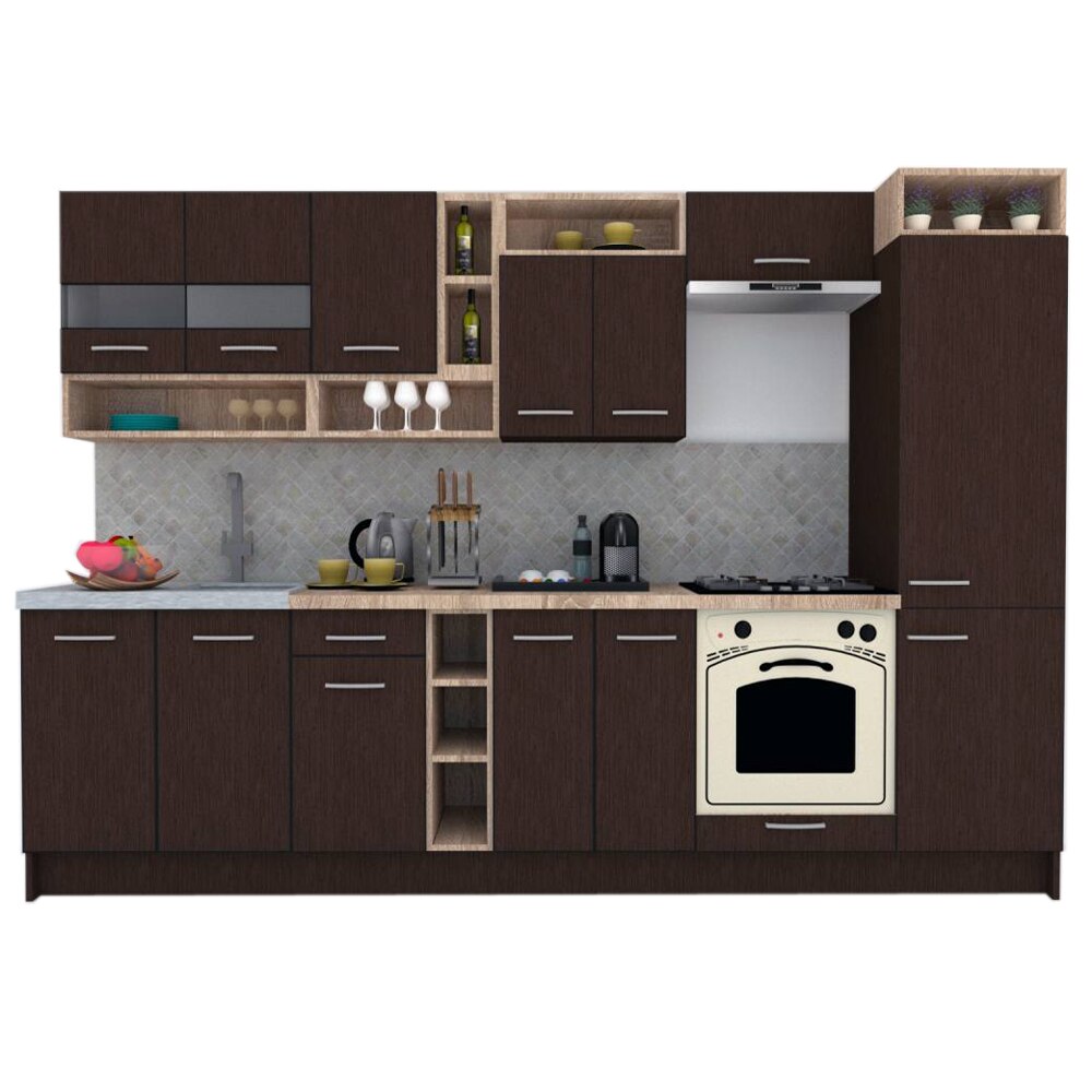 Set Bucatarie Genarom COSSY NEW 310 A1, Wenge / Decor 8548