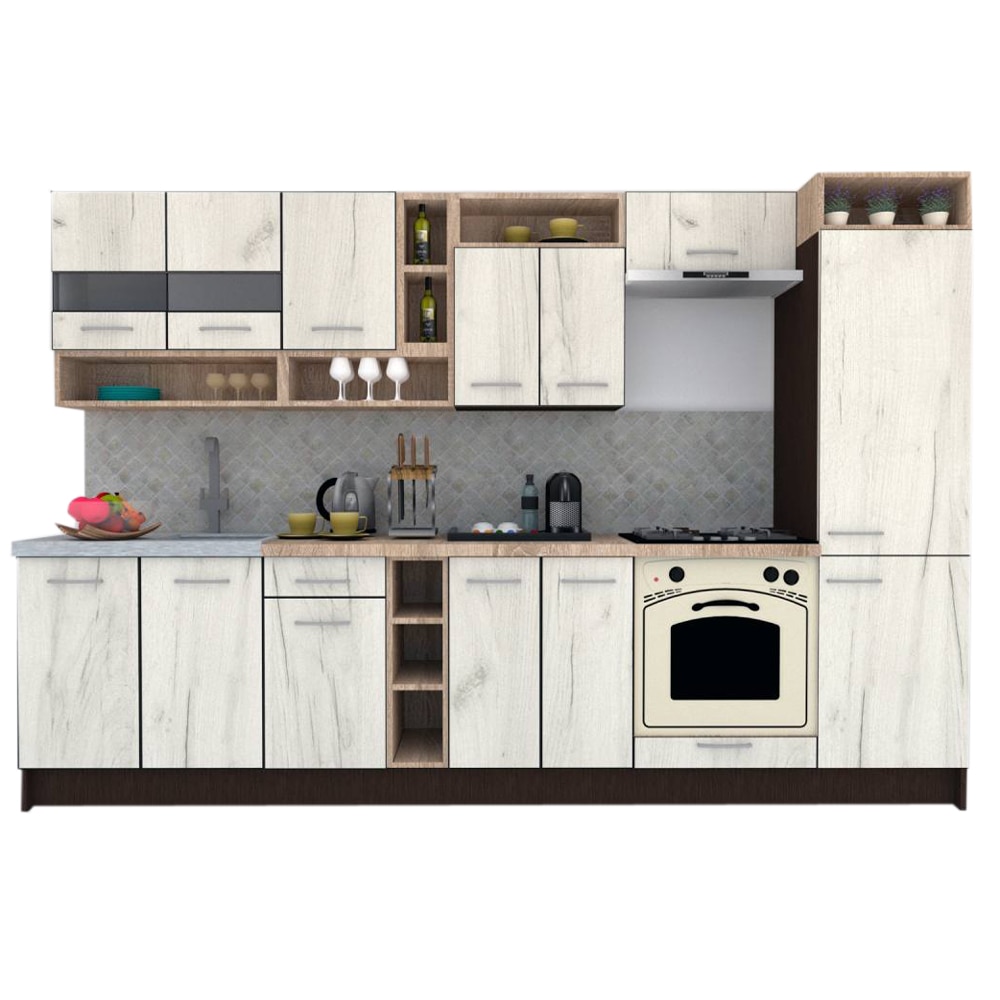 Set Bucatarie Genarom COSSY NEW 310 A1, Wenge / Decor K001