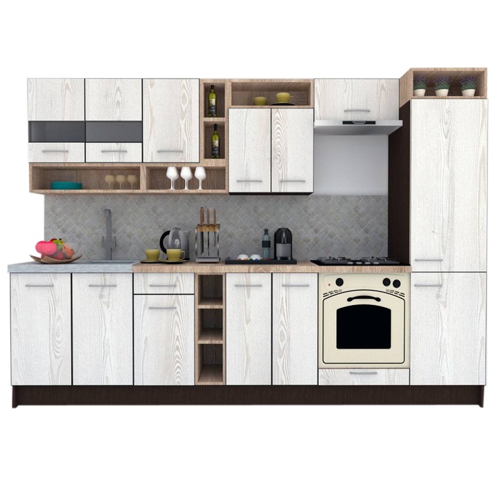 Set Bucatarie Genarom COSSY NEW 310 A1, Wenge / Decor K010