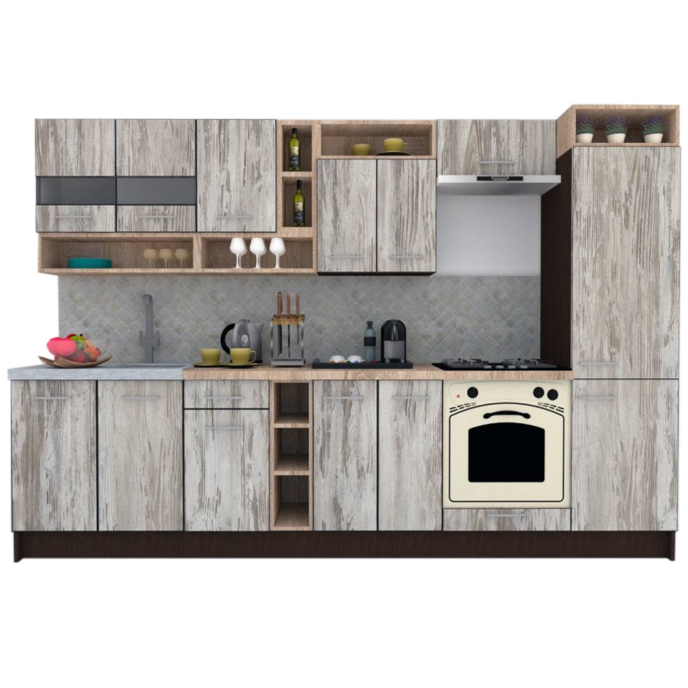 Set Bucatarie Genarom COSSY NEW 310 A1, Wenge / Decor K084