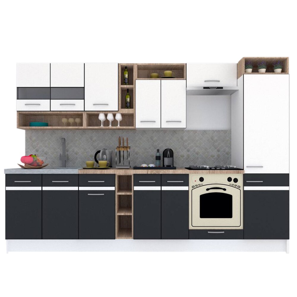 Set Bucatarie Genarom COSSY NEW 310 A1, Alb / Gri