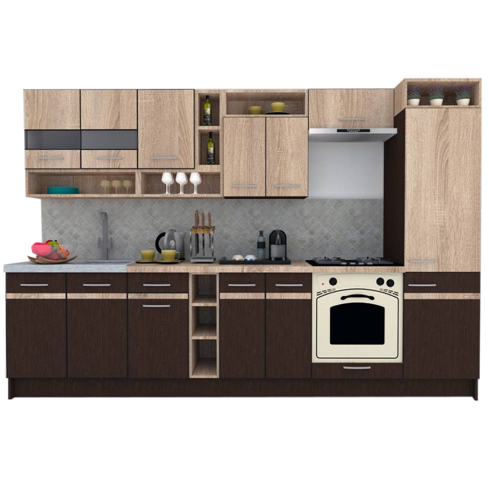 Set Bucatarie Genarom COSSY NEW 310 A1, Wenge / Stejar Sonoma