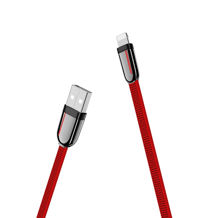 Hoco Lightning töltőkábel Apple iOS-hez, U74, gyorstöltés, 2,4A, 1,2 m, piros