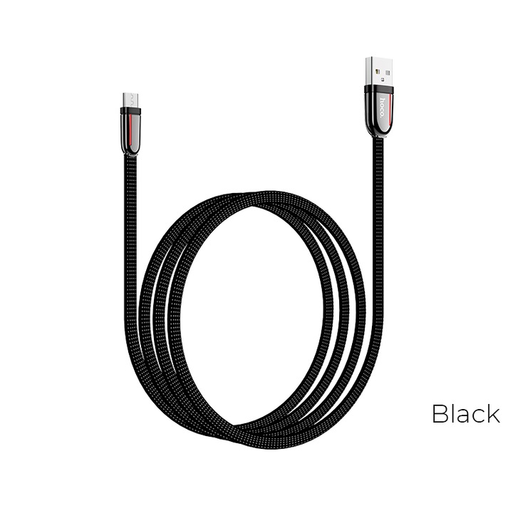 Hoco Micro USB töltőkábel Androidhoz, U74, gyorstöltés, 2,4A, 1,2 m, fekete