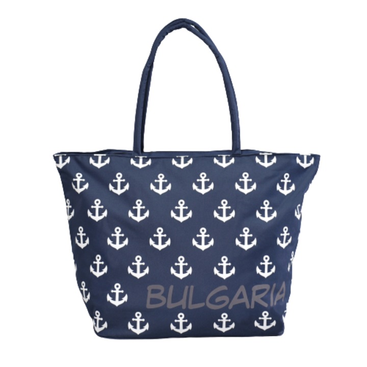 Geanta de plaja, Textil, De umar, 57/37/21 cm, Albastra