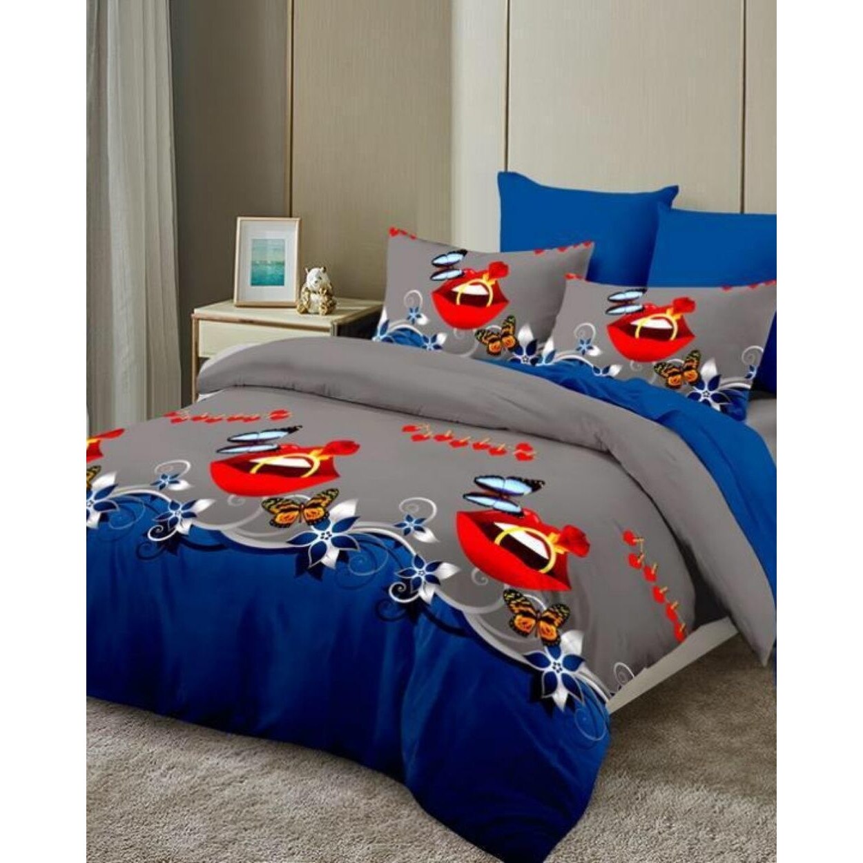 Set Lenjerie Finet Satinat, 6 Piese, Pat 2 Persoane, Yawn