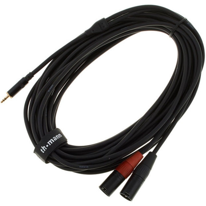 Cablu Audio Jack Mic 3,5mm la 2 x XLR tata cu 3 pini, ProSnake, 6 metri, negru