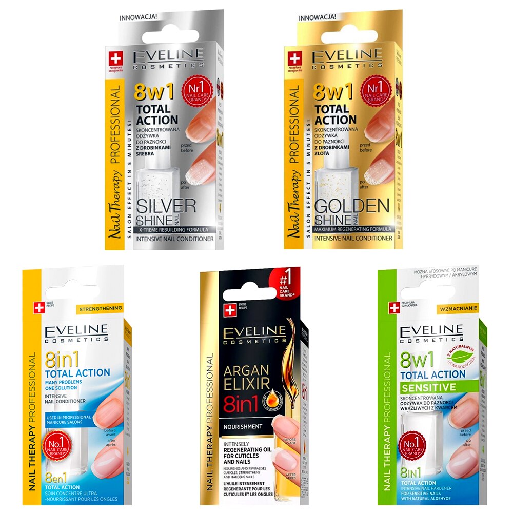 Kit Tratamente Unghii 8 in 1, Eine Cosmetics, Gama Nail Therapy Professional, 5 Bucati Diferite