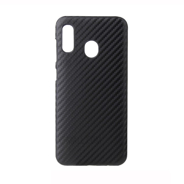 Husa pentru Samsung Galaxy A20, GloMax Perfect Fit cu insertii de carbon negru