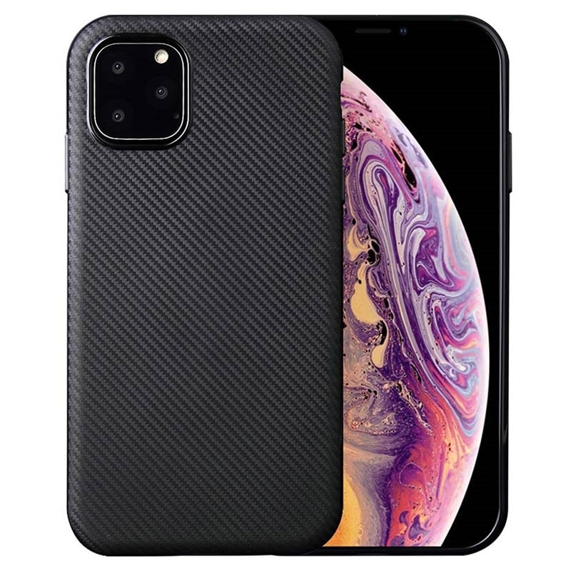 Husa pentru Apple iPhone 11, GloMax Perfect Fit cu insertii de carbon negru