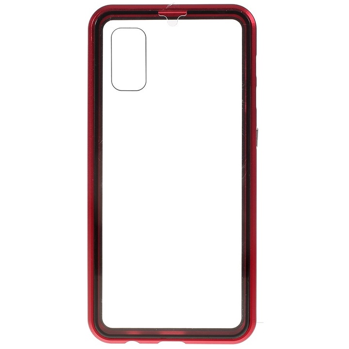 Магнитно защитно покритие, съвместимо с Samsung Galaxy S20, задно стъкло, червено